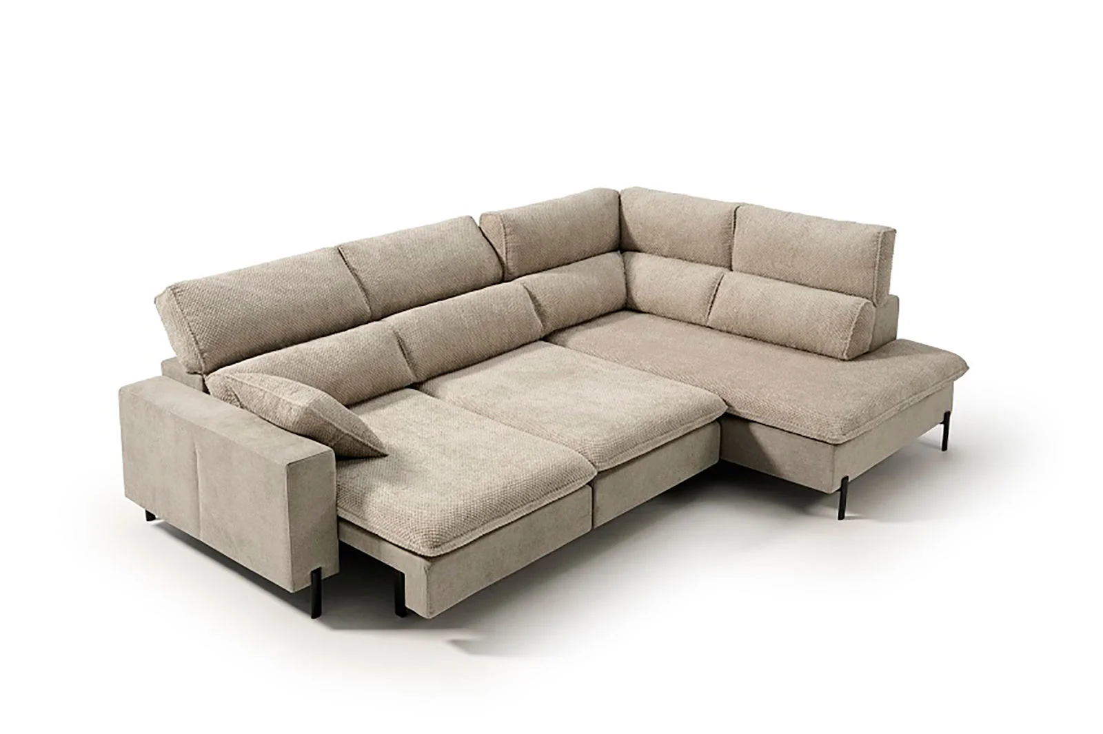 sofa-cora---acomodel---deslilzante-carro--calidad--sofas-sagunto--sofas-valencia---muebles-bambara--puerto-de-sagunto- Sofá deslizante moderno Cora con sistema de bandeja extraíble y cabezales ajustables en varias posiciones para mayor comodidad.