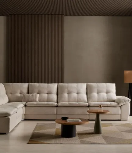 Sofá relax Gio elegante con mecanismo eléctrico y doble sentada para máximo confort