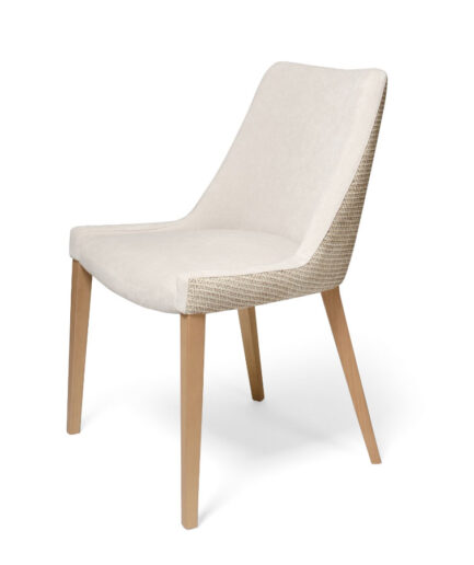 Silla tapizada Hugo con diseño elegante, patas de madera o metal y tapizado de alta calidad, ideal para interiores modernos