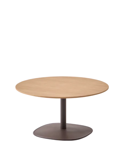 Base de mesa de aluminio de 38 cm con plato cuadrado 48x48 cm, columna central y acabado microtexturizado en colores M1 y M2.