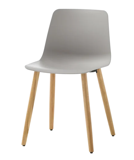 Sillas de polipropileno de diseño con diferentes bases: madera, acero, patín y monobloque, con opción tapizada