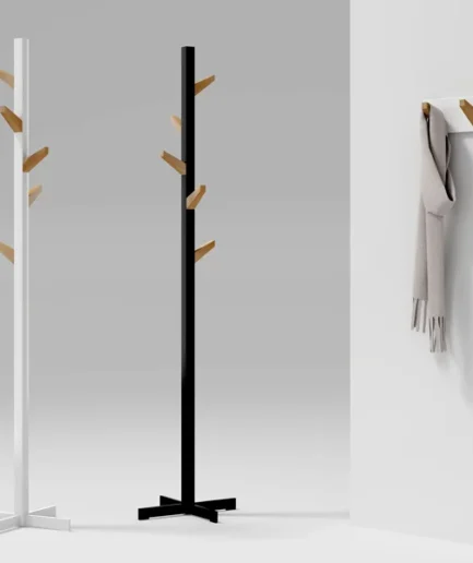 Perchero de diseño Second Tree fabricado en roble y acero con estilo moderno y formas inspiradas en un árbol.