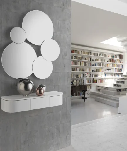 Consola MIA en DM lacado en blanco opaco, diseño minimalista para espacios contemporáneos.