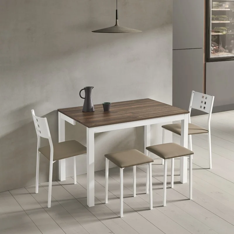 mesa-zara-laminado-apertura-frontal Mesa de cocina modelo Zara laminada con sistema de apertura frontal, encimera de 19 mm y estructura metálica o de madera con extensible integrado.
